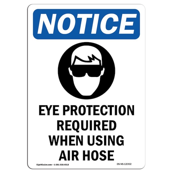 OSHA Sign, Eye Protection Required, 24in X 18in Peel And Stick Wall Graphic, 18" W, 24" H, Portrait